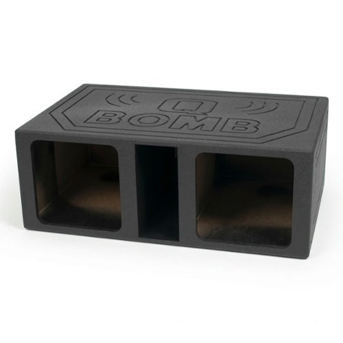 QPower - QBOMB12VLSQ Dual 12 Inch XL Vented Side Ported Speaker Square Box - Charcoal Black-Front_Standard 