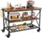 Aheaplus - 3-Tier Wood & Metal Rolling Kitchen Cart with Pipe-Leg Design, Lockable Wheels & Storage Shelves for Kitchen & Dining - Rustic Brown-Front_Standard