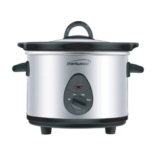 Brentwood - 1.5 Quart Slow Cooker in Stainless Steel with 3 Settings - Silver-Front_Standard 