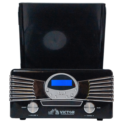 Victor Audio - Diner 7-in-1 Turntable Music Center with CD & MP3 Player and Bluetooth Function - Black-Front_Standard 