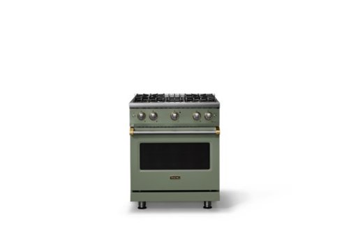 Viking - 30 in. Wide Pro 5 Series 4.0 Cu. Ft. Freestanding Sealed 4 Burner Gas Convection Range - Eucalyptus/Brushed Brass - Eucalyptus