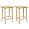 Costway - 25.5" Counter Height Stool Set of 2 with Footrest & Solid Wood Frame - Natural-Front_Standard