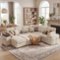 Dyonery - 7-Seat Modular Sectional Sleeper Sofa with Pull-Out Bed, Reclining Backrest, USB Ports, Table, LED Lights,Beige - Beige-Front_Standard