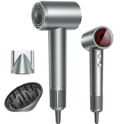 Teendow - 150,000 RPM High-Speed Ionic Hair Dryer with 1500W Brushless Motor, Adjustable Heat Settings, Quiet & Lightweight Design - Gunmetal-Front_Standard 