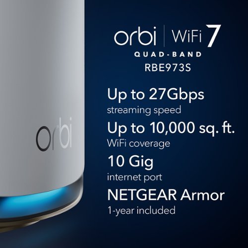 NETGEAR Orbi 970 Series BE27000 Quad-Band Mesh Wi-Fi 7 System (3-pack) - White WORLDWIDE DELIVERY