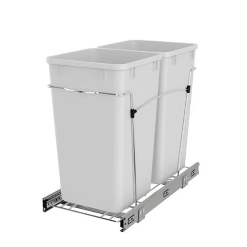 Rev-A-Shelf - Double Pullout Trash Cans 27 qt. for Kitchen, RV-15KD-11C S - White-Front_Standard 