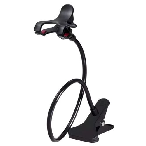 Kitcheniva - Universal Flexible Lazy Mobile Phone Gooseneck Stand Holder Clip - Black-Front_Standard 
