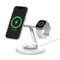 Belkin - 3-in-1 Stand 15W Qi2 Wireless Charger, Fast Charging for iPhone 17, AirPods, Apple Watch, & More (36W Included) - White-Front_Standard