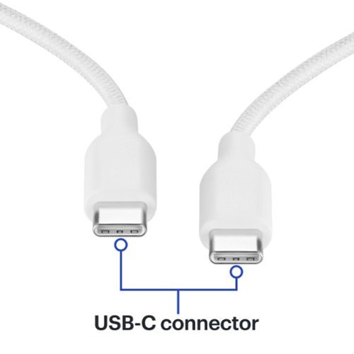 Best Buy essentials™ 10' USB-C to USB-C Braided Charge-and-Sync Cable - White SHOP ONLINE