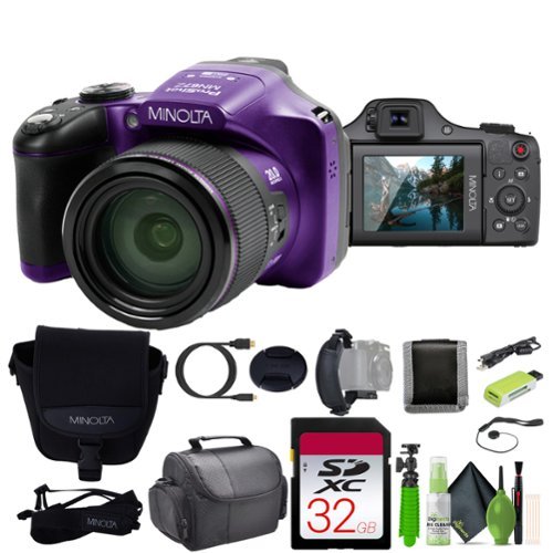 Minolta - Pro Shot 20 MP HD Digital Camera with 67x Zoom, 1080p HD Video Bundle - Purple-Front_Standard 