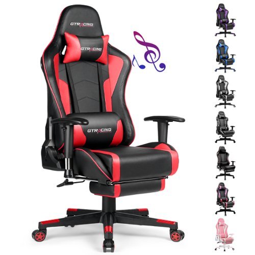 GTPlayer - Music Video Gaming Chair with Speaker Office Computer Chairs - Red-Front_Standard 
