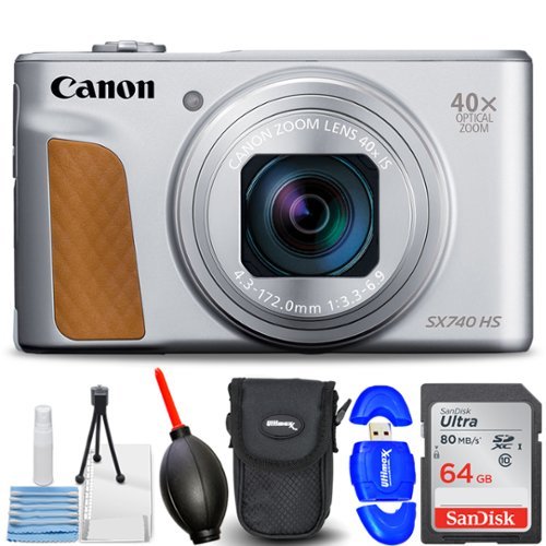 Canon - PowerShot SX740 HS Digital Camera (Silver) 2956C001 - Accessory Bundle-Front_Standard 