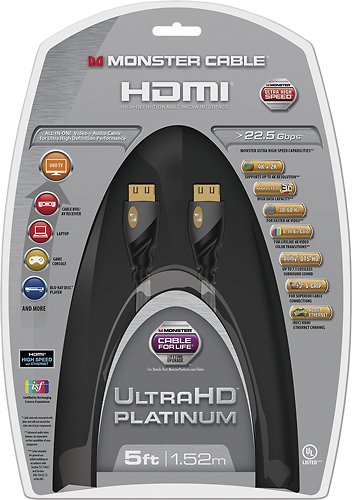  Monster - Platinum Line 5' 4K Ultra HD In-Wall HDMI Cable - Black