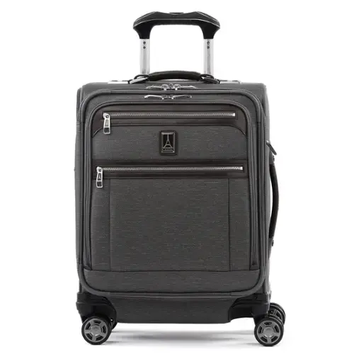 Front. Travelpro - Travelpro Platinum Elite Softside Expandable 19" Carry On Spinner - Vintage Grey.