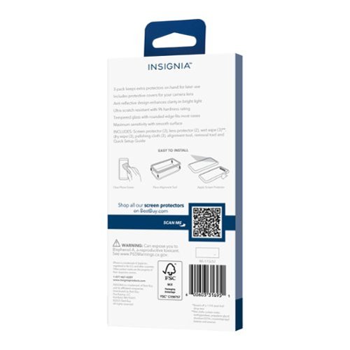 Insignia™ Glass Screen Protector with Lens Protection for Apple iPhone 17(3-Pack) - Clear BUY ONLINE