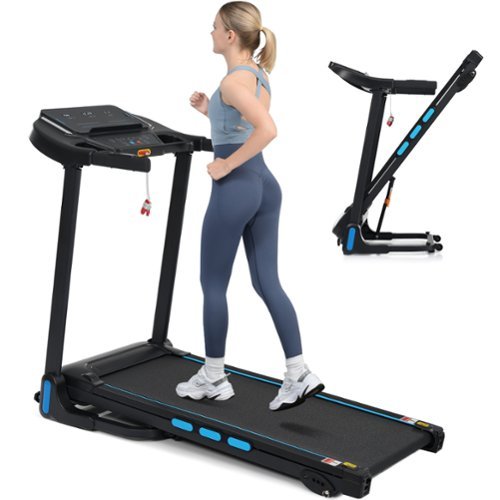 Chery Life - 3.5 HP 10MPH Auto-Folding Treadmills with Type C & USB Charge For Android - Black-Front_Standard 