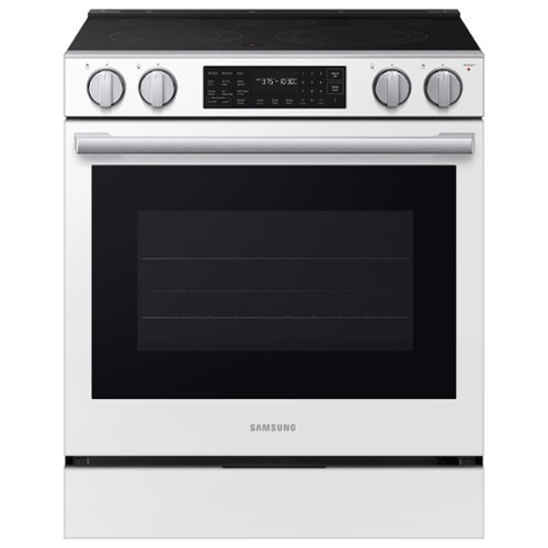 Samsung - 6.3 cu. ft. Bespoke Smart Slide-In Electric Range with No Preheat Air Fry Max and True Convection - Fingerprint Resistant White