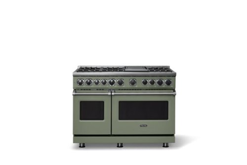 Viking - 48 in. Wide 6 Burner Dual Fuel Sealed Burner Range with Griddle - Eucalyptus-Front_Standard 