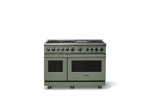 Front. Viking - 48"W. 7.3 Cu. Ft. 7Series Self-Clean LP Dual Fuel 8 Burner Range/Griddle-Eucalyptus - Eucalyptus.
