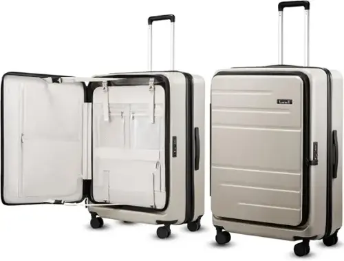 Front. LUGGEX - LUGGEX 28 Inch Checked Luggag, Opening Expandable Polycarbonate Hard Shell Suitcase with TSA Approved Lock - LX-FX - Beige.