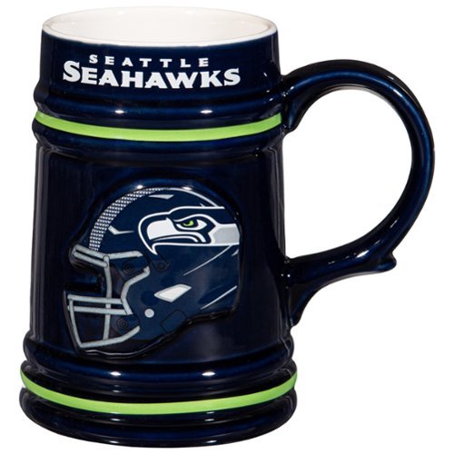 Evergreen Enterprises - Seattle Seahawks 24oz. Ceramic Stein Cup with Gift Box - Multicolor-Front_Standard 