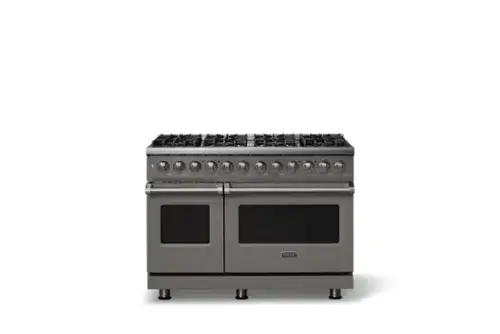 Front. Viking - 48 in. Wide 8 Burner Pro 5 Series 7.3Cu. Ft. Freestanding Sealed LP Dual Fuel Convection Range/Griddle - Damascus Gray - Damascus Gray.