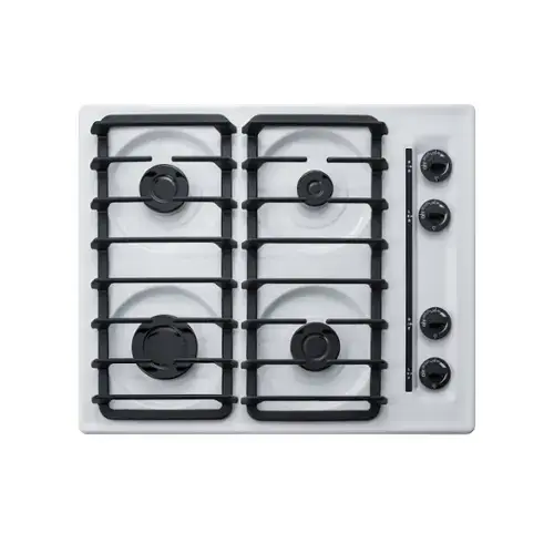 Front. SUMMIT - 24" Wide 4-Burner Gas Cooktop - White.