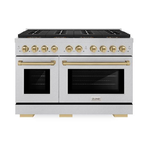 ZLINE - Autograph 48 in. 6.7 cu. ft. Freestanding Paramount Gas DuoPro Range in Satin Steel and Champagne Bronze Accents - Stainless Steel