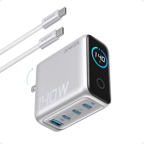Anker - Laptop Charger, 140W MAX USB C Charger, 4-Port GaN and Fast Charging Power Adapter - Silver-Front_Standard 