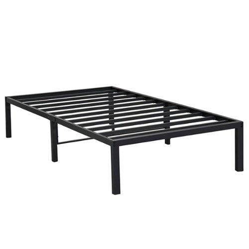 Hivvago - Twin XL size Heavy Duty Metal Platform Bed Frame - Black-Front_Standard 
