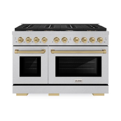 ZLINE - Autograph 48 in. Paramount Dual Fuel Satin Steel Range w/ 8 Burners & Bronze Accents (SDRSZ-48-CB) - Stainless Steel-Front_Standard 