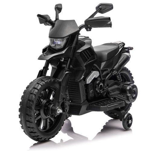 GARVEE - 6v Electric Dirt Bike, Kids Ride on Motorcycle with Traning Wheels, 2-5mph Adjustabled Speed, Headlight & Music - Black-Front_Standard 