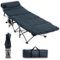 Costway - Folding Retractable Travel Camping Cot w/Removable Mattress & Carry Bag - Blue-Front_Standard