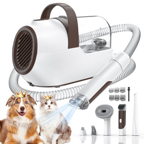 Teendow - Dog Grooming Vacuum Kit with 7 Tools, 2L Dust Cup,  3 Suction Modes, Pet Hair Clipper & Nail Grinder, Low-Noise-Front_Standard 