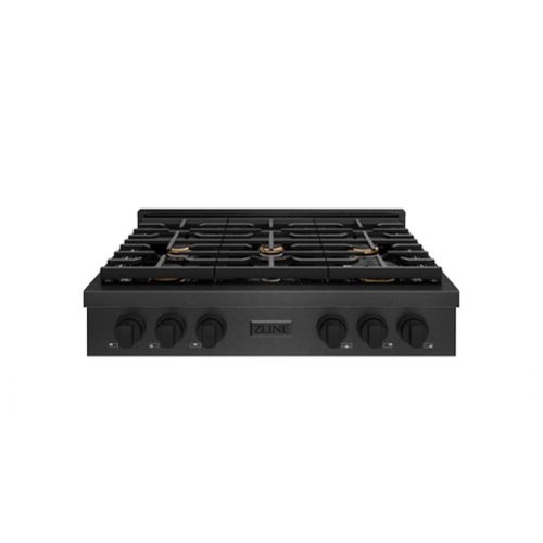 ZLINE - 36 in. Paramount Gas Rangetop with 6 Brass Burners and Porcelain Cooktop in Black Satin Steel (SRTBS-BR-36) - Black Satin Stainless Steel
