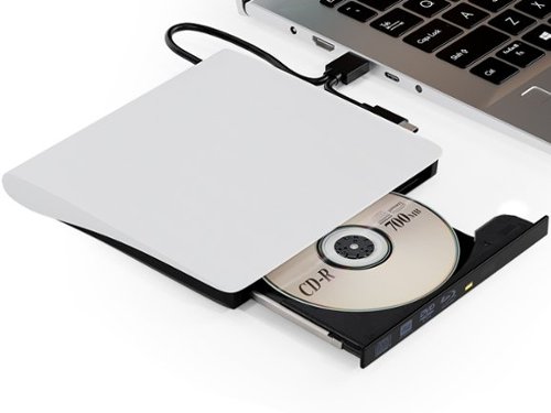 Topteng - Blu-ray Burner with USB 3.0 & Type-C - External BD/DVD/CD Writer & Player, for Mac & Windows - White-Front_Standard 