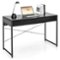 Costway - Metal Framed Computer Desk with 2 Drawers - Black-Front_Standard