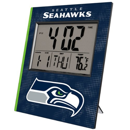 Keyscaper - Seattle Seahawks Cross Hatch Digital Desk Clock - Multicolor-Front_Standard 