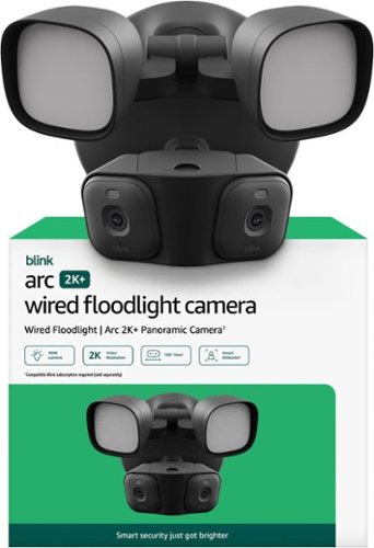 Blink - Arc 2K+ Wired Floodlight Camera (newest model) — Wired smart security, 2K, 180° coverage – 2 cam, 1 mount - Black