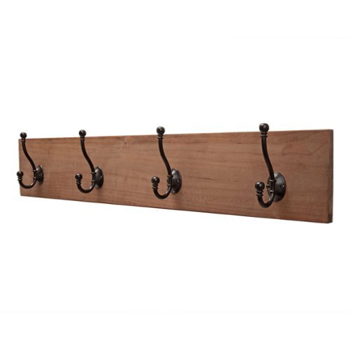 TRINITY - DRAKESTONE | Coat and Towel Rack w/ 4 Double Hooks | - Walnut