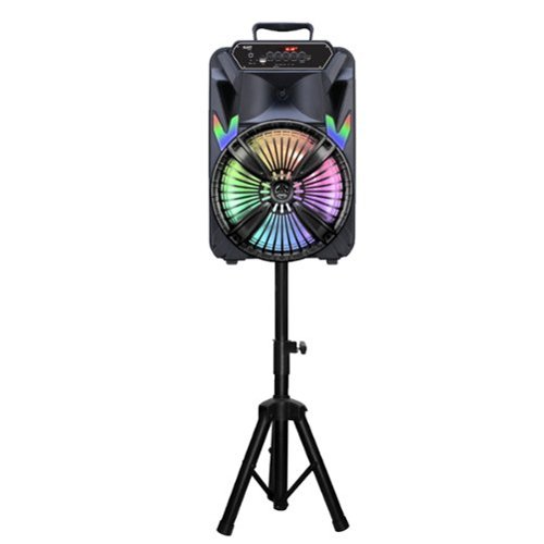 TopTech - BLA-12 Bluetooth Party Speaker with Disco Lights, Mic, and Tripod - Black-Front_Standard 