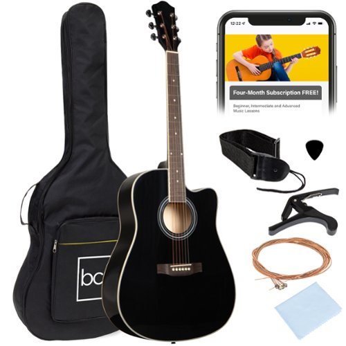 Best Choice Products - 41in Full Size Beginner Acoustic Guitar Set with Case, Strap, Capo, Strings - Black-Front_Standard 