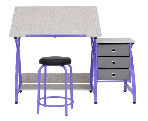 Studio Designs - Comet Center Craft Desk - Purple/Gray-Front_Standard 