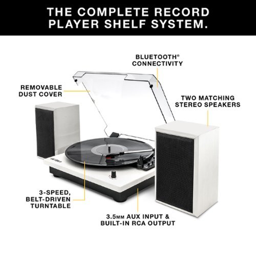 Victrola Montauk Bluetooth Record Player with 3 speed Turntable and Bookshelf Speakers - Black WORLDWIDE DELIVERY