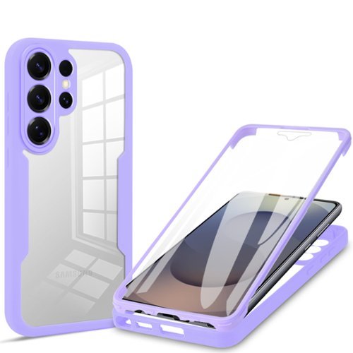 Dteck - for Samsung Galaxy S26 Ultra Slim Double Sided Case,Full Body Clear Back Cover,Shockproof Case with PET Front Film - Purple-Front_Standard 