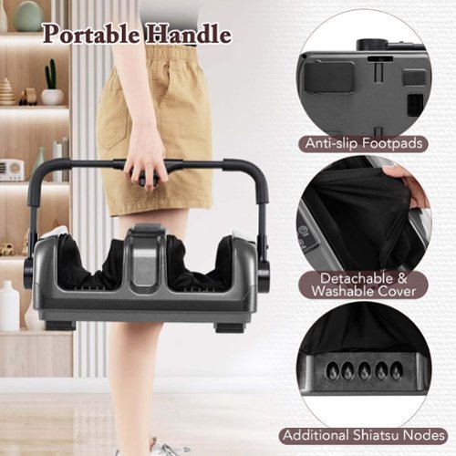 Costway Foot & Calf Massager Deep Kneading Shiatsu Massager Machine with Heat Gray - Gray/Black BUY IN MIDDLE EAST
