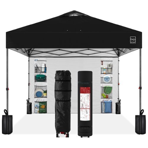 Best Choice Products - 10x10ft Easy Setup Pop Up Canopy, Portable Tent w/ Side Wall, 1-Button Push, Case - Black-Front_Standard 