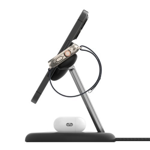 Belkin 3-in-1 Stand 15W Qi2 Wireless Charger, Fast Charging for iPhone 16, AirPods, Apple Watch, & More (PSU Included) - Black WORLDWIDE DELIVERY