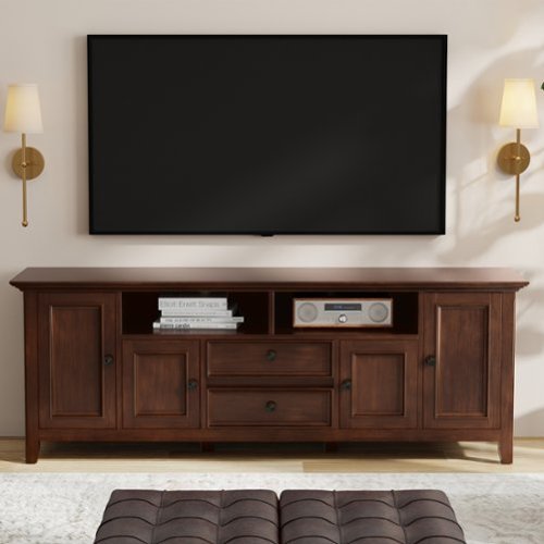 Simpli Home - Amherst 72W Low TV Stand with Drawers, Doors and Cubbies - Russet Brown-Front_Standard 