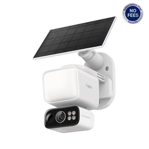TP-Link - Tapo Floodlight and Wireless Pan-Tilt Security 2K QHD Camera, 360° Coverage, with Solar - No Monthly Fees - White-Front_Standard